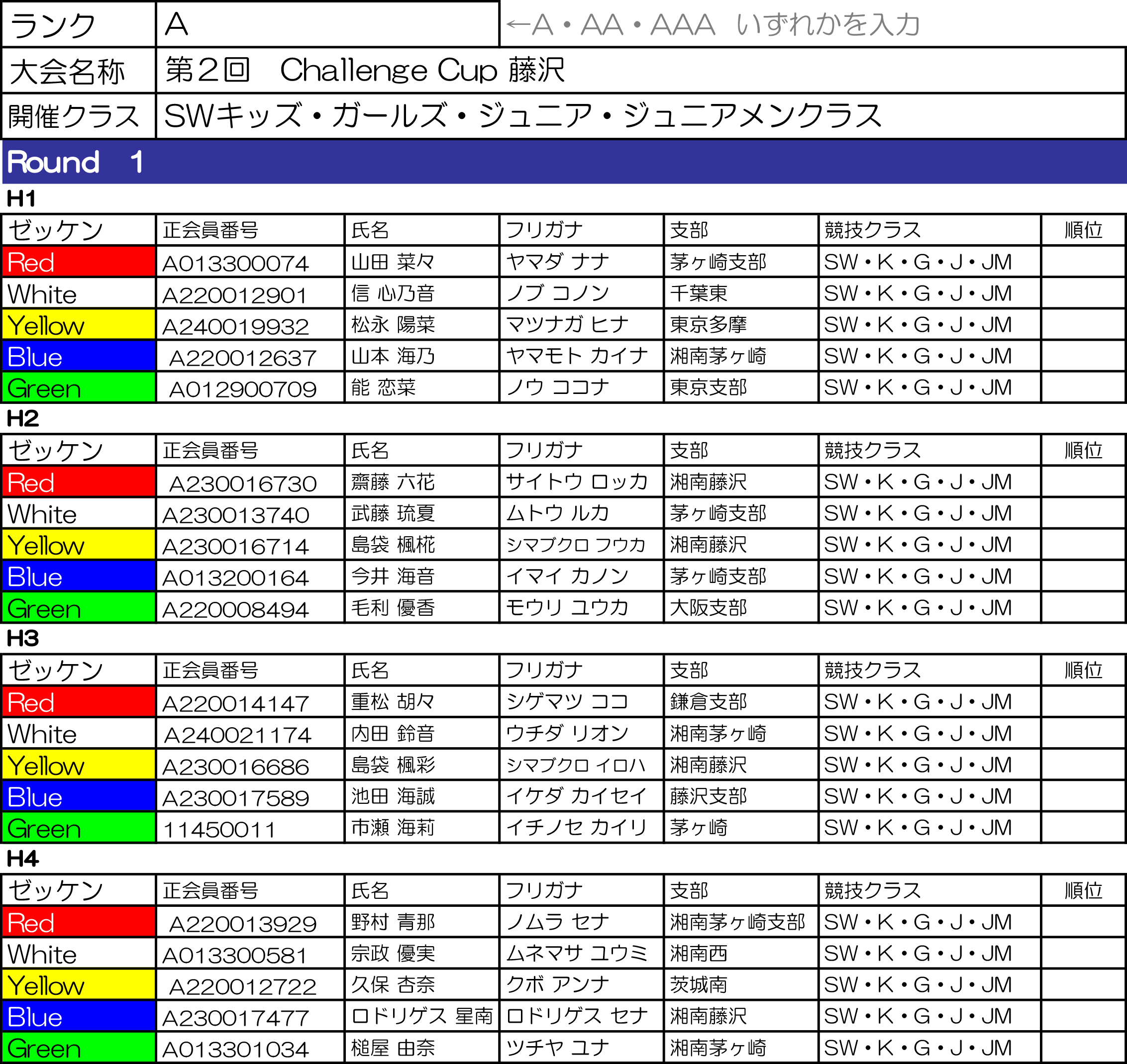 SWキッズ・ガールズ・ジュニア・ジュニアウィメンクラス