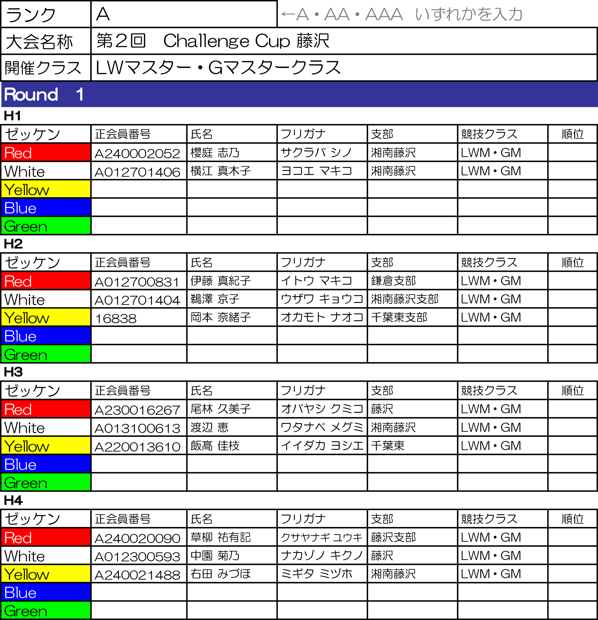 LWマスター・Gマスタークラス